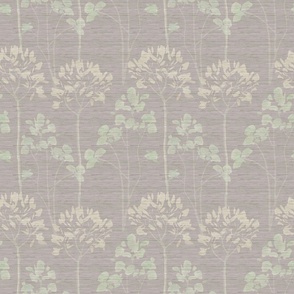 abstract trees in pale lilac, medium scale, faux grasscloth, plum