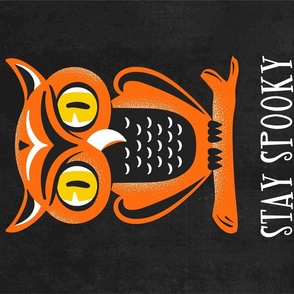 Stay Spooky Retro Halloween Owl Tea Towel and Wall Hanging Black