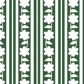 Hunter Green Floral Stripes