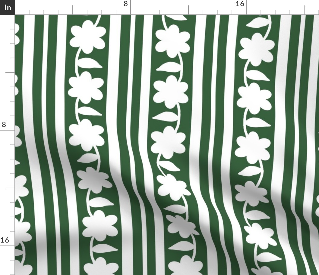 Hunter Green Floral Stripes