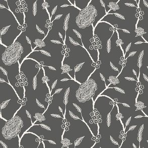 Chinoiserie Trailing Floral in Dark Gray
