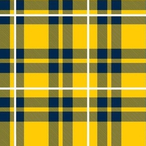 Bigger Scale Team Spirit Football Plaid in University of Michigan Wolverines Colors Maize Yellow and Blue