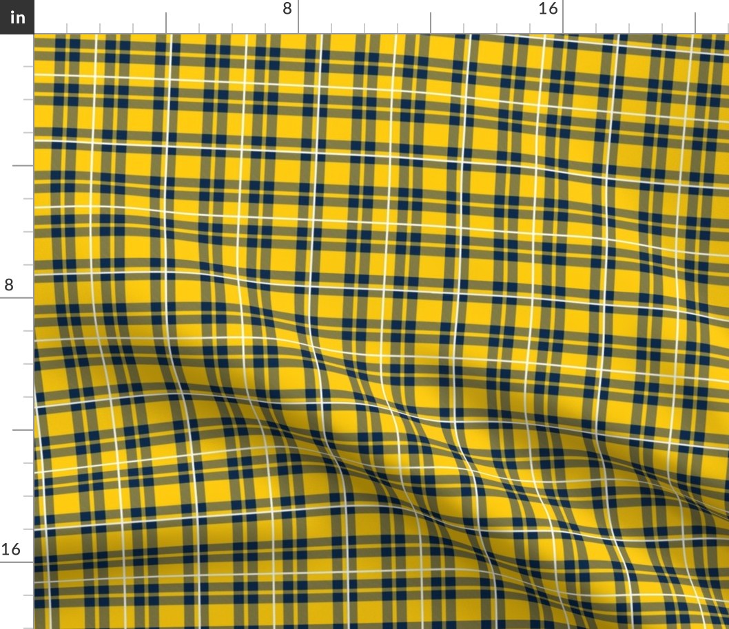 Smaller Scale Team Spirit Football Plaid in University of Michigan Wolverines Colors Maize Yellow and Blue
