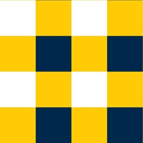 Large Scale Team Spirit Football Bold Checkerboard in University of Michigan Wolverines Colors Maize Yellow and Blue