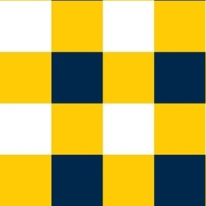 Medium Scale Team Spirit Football Bold Checkerboard in University of Michigan Wolverines Colors Maize Yellow and Blue 