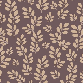 Funky Leaves in ivory on mauve background ( large scale ).