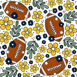Medium Scale Team Spirit Football Floral in University of Michigan Wolverines Colors Maize Yellow and Blue - Copy