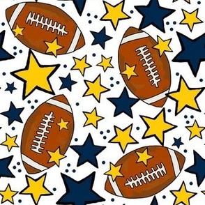 Medium Scale Team Spirit Footballs and Stars in University of Michigan Wolverines Colors Maize Yellow and Blue