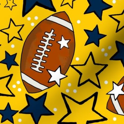 Large Scale Team Spirit Footballs and Stars in University of Michigan Wolverines Colors Maize Yellow and Blue