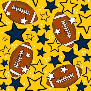 Large Scale Team Spirit Footballs and Stars in University of Michigan Wolverines Colors Maize Yellow and Blue