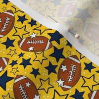 Small Scale Team Spirit Footballs and Stars in University of Michigan Wolverines Colors Maize Yellow and Blue