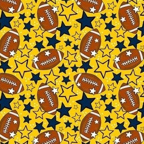 Small Scale Team Spirit Footballs and Stars in University of Michigan Wolverines Colors Maize Yellow and Blue