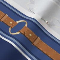 Blue Vertical Stripe Equestrian Silk Vibe Harness Straps, Belts and Findings