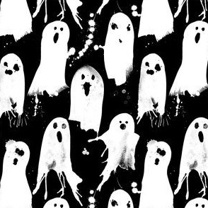 paint splattered ghosts b&w 4 inch