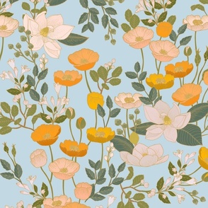 Botanical Cloisonne Garden {Distant Shore Blue Peach} large