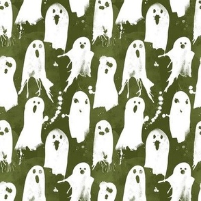 paint splattered ghosts olive 4 inch