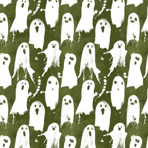 paint splattered ghosts olive 8 inch