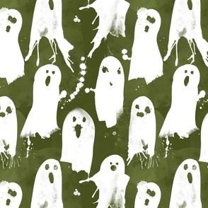 paint splattered ghosts olive 12 inch