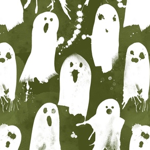 paint splattered ghosts olive 16 inch