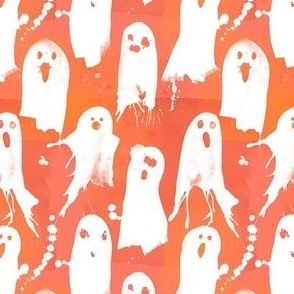 paint splattered ghosts orange 4 inch