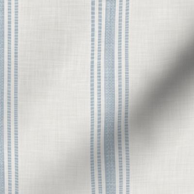 [S] French Blue Provincial Grain Sack - Vertical Stripe - Chambray Blue