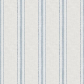 [S] French Blue Provincial Grain Sack - Vertical Stripe - Chambray Blue