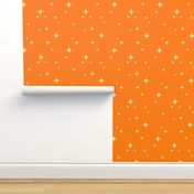 Tossed whimsical watercolor Christmas stars  yellow on orange red 