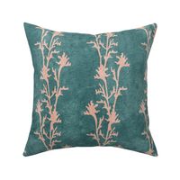 Seaweed Nouveau- Vines- Blush Pink on Deep Sea Green- Large Scale