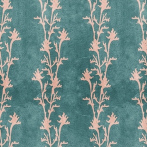 Seaweed Nouveau- Vines- Blush Pink on Deep Sea Green- Large Scale