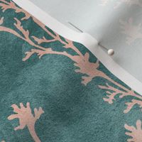 Seaweed Nouveau- Vines- Blush Pink on Deep Sea Green- Regular Scale