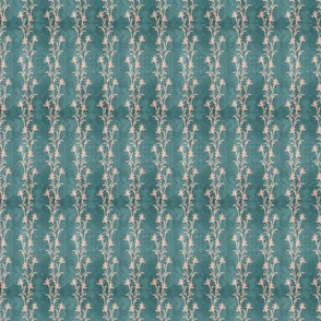 Seaweed Nouveau- Vines- Blush Pink on Deep Sea Green- Small Scale