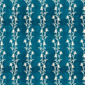 Seaweed Nouveau- Vines- Sand White on Deep Sea Blue- Regular Scale