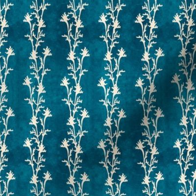 Seaweed Nouveau- Vines- Sand White on Deep Sea Blue- Small Scale