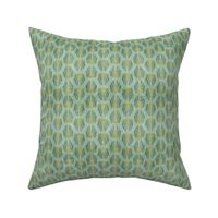 Clam Shell Deco- Deep Sea Green Light Olive on Mint- Small Scale