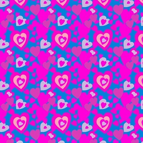Heart Pattern Pink with Blue Background