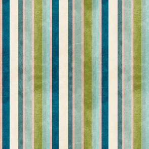 Just Beachy Stripes- Vertical- Deep Sea Blue Green Blush Olive Mint Misty Turquoise Sand White- Large Scale