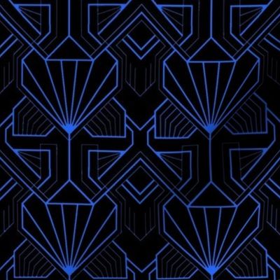 géométrie art déco en bleu cobalt et noir