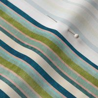 Just Beachy Stripes- Vertical- Deep Sea Blue Green Blush Olive Mint Misty Turquoise Sand White- Small Scale