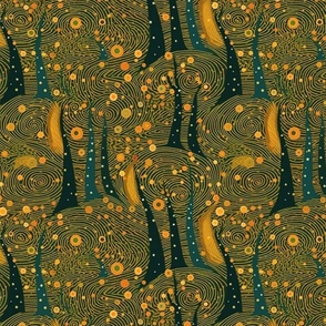 art nouveau forest of gold spirals inspired by gustav klimt
