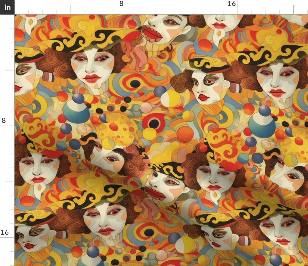 art nouveau geometric gold clowns inspired by gustav klimt