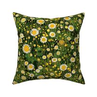 green and yellow art nouveau daisy botanical inspired by gustav klimt