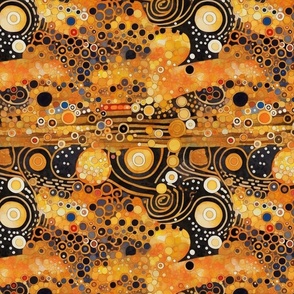 spiral nebula and galaxies in black and gold inspired by gustav klimt