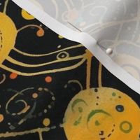 outer space art nouveau galaxies and nebula in black and gold inspired by gustav klimt