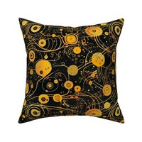 outer space art nouveau galaxies and nebula in black and gold inspired by gustav klimt
