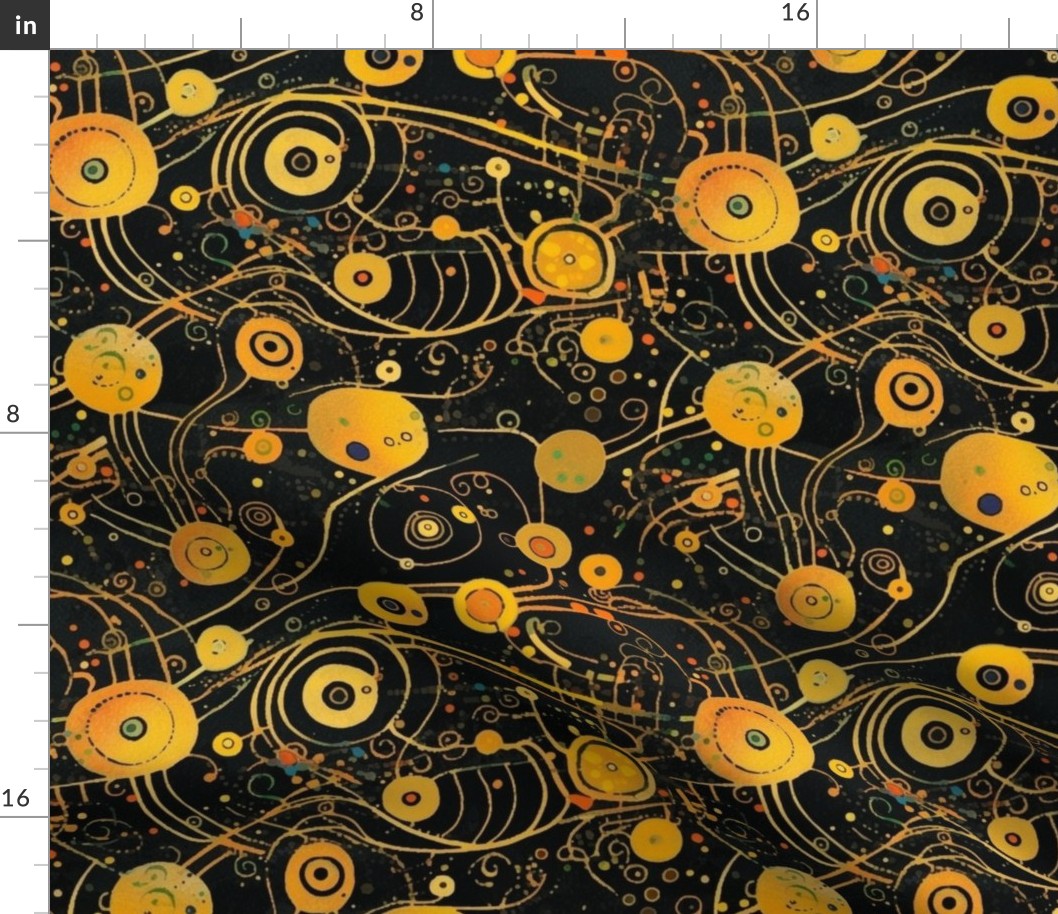 outer space art nouveau galaxies and nebula in black and gold inspired by gustav klimt