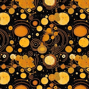 gustav klimt inspired art nouveau nebula and galaxies in gold and black
