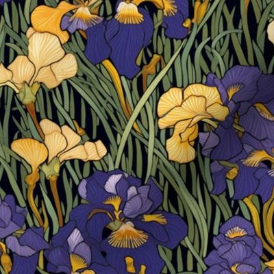 art nouveau iris botanical inspired by gustav klimt