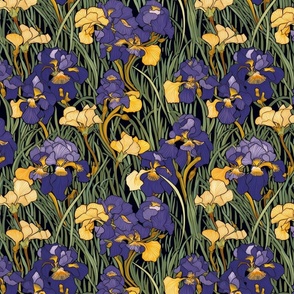 art nouveau iris botanical inspired by gustav klimt