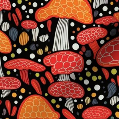 art nouveau geometric mushrooms