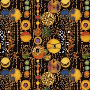 gold mardi gras beads inspired by gustav klimt